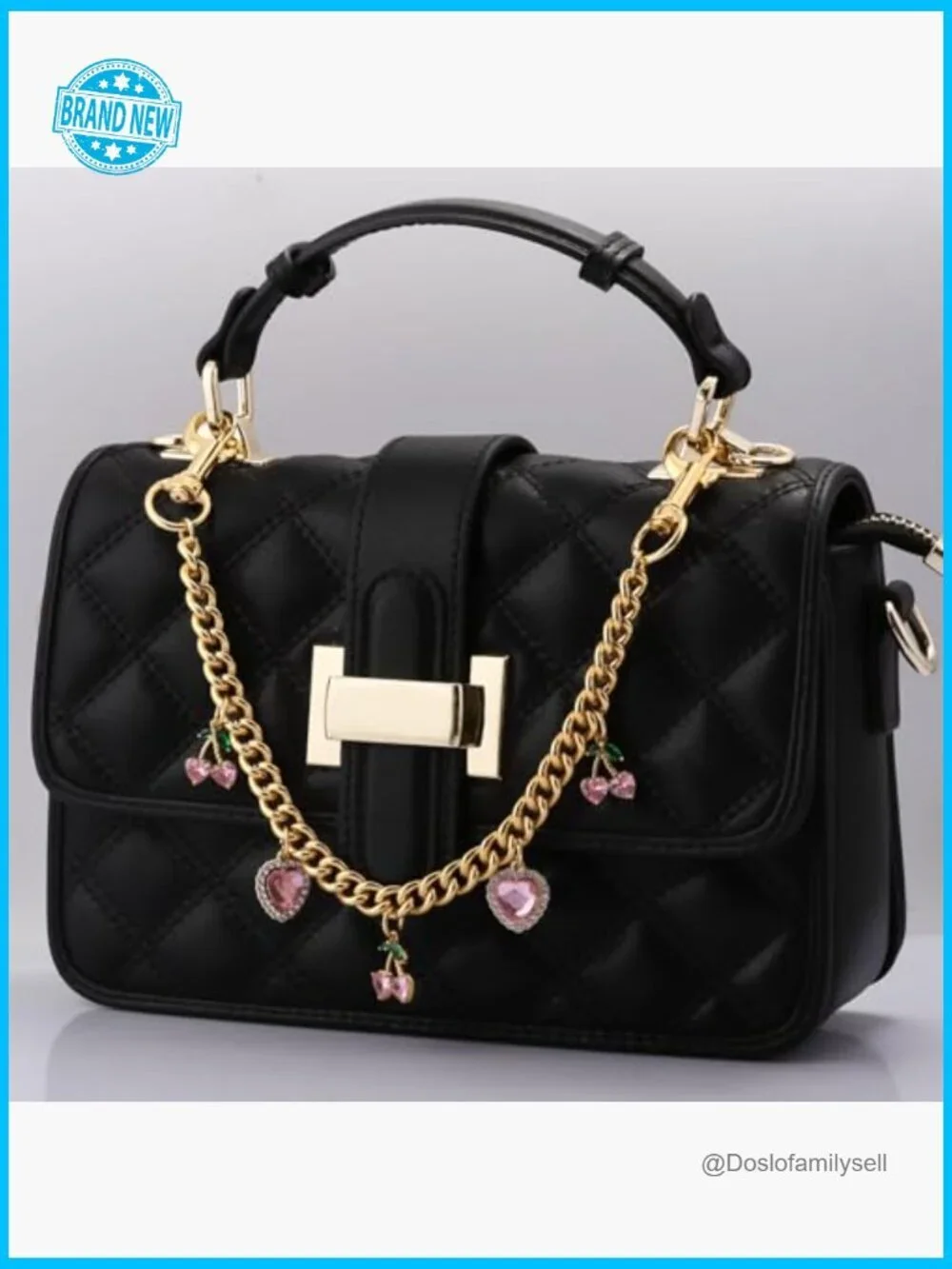 Gold Purse Chain Extender with Charms Bag Strap Accessory Keychain